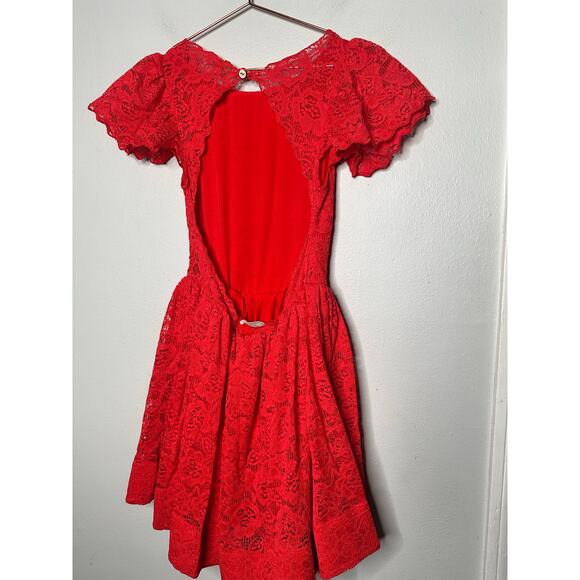 NWT Caroline Constas Red Marguerite Lace Overlay Open Back Mini Dress Size XS - Picture 10 of 15